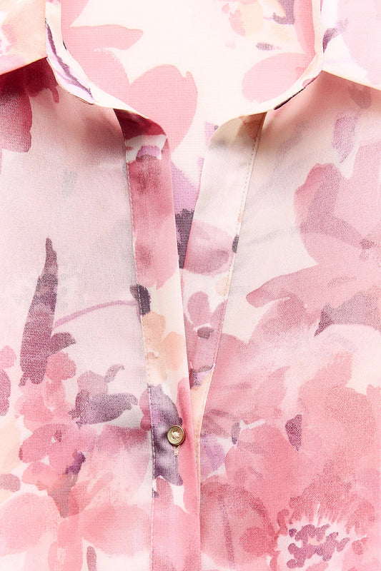 ZARA floral print shirt with a white and pink color scheme.