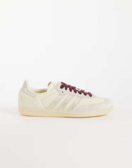 adidas Originals Samba OG trainers in cream with burgundy laces