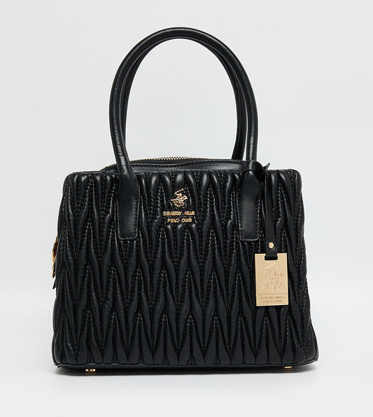 Logo Detail Quilted Satchel Bag