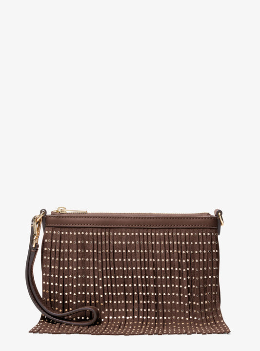 Michael kors Studded Fringed Polyester Microsuede Wristlet