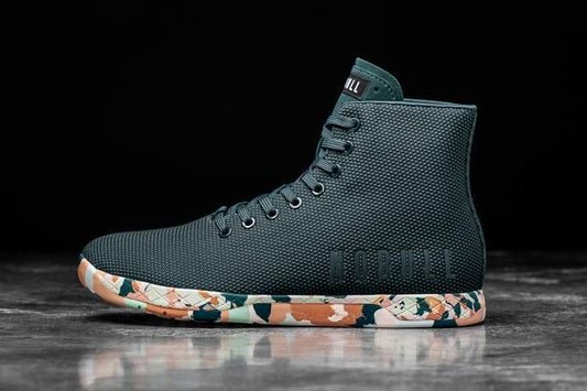 NOBULL Dark Teal High-Top sneakers featuring a camo-patterned sole.