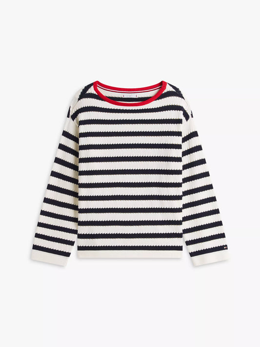 tommy Breton Stripe Pointelle Boatneck Sweater