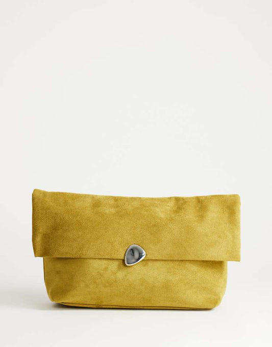 Topshop Gaia oversized folded clutch bag with hardware in olive