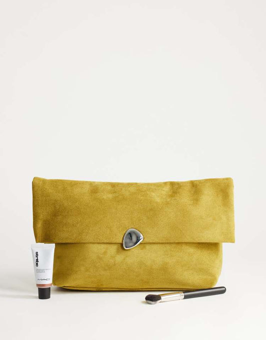 Topshop Gaia oversized folded clutch bag with hardware in olive