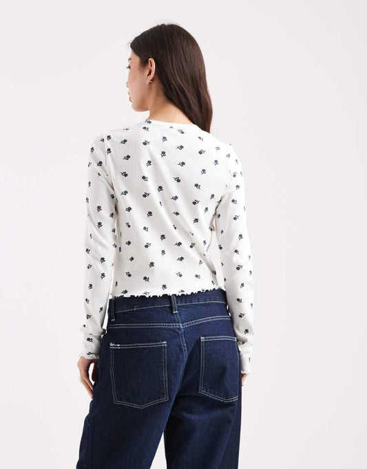 ONLY flower print cardigan in white