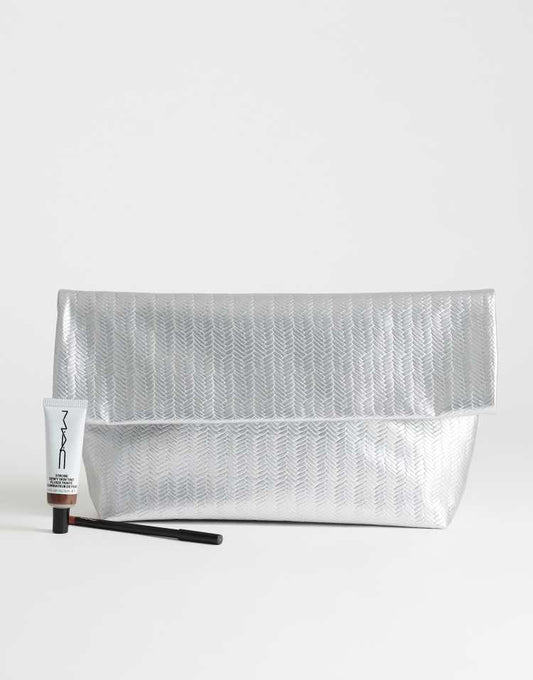 Topshop George weave oversized clutch bag in silver