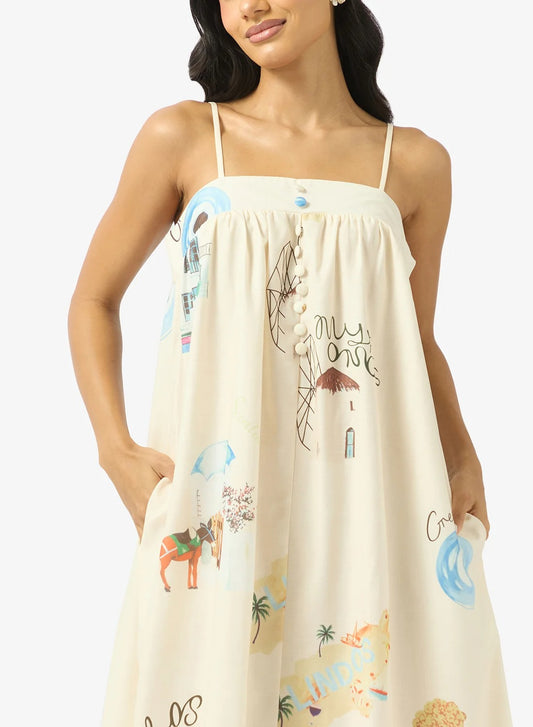 Bandeau A Line Printed Resort Dress