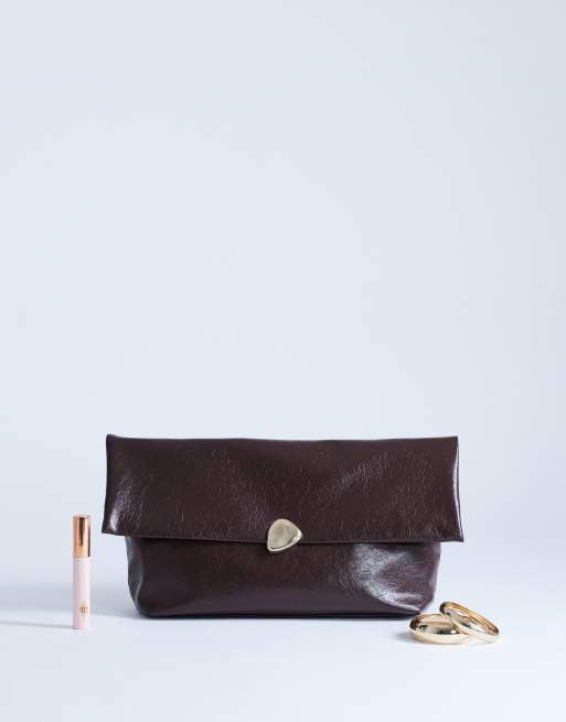 Topshop Gaia large clutch bag with gold hardware
