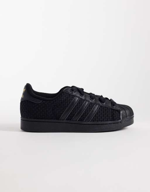 adidas Originals Superstar II woven trainers in triple black
