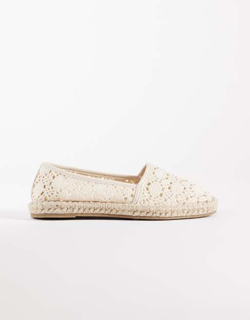 ASOS DESIGN Joyce closed toe espadrille in white crochet