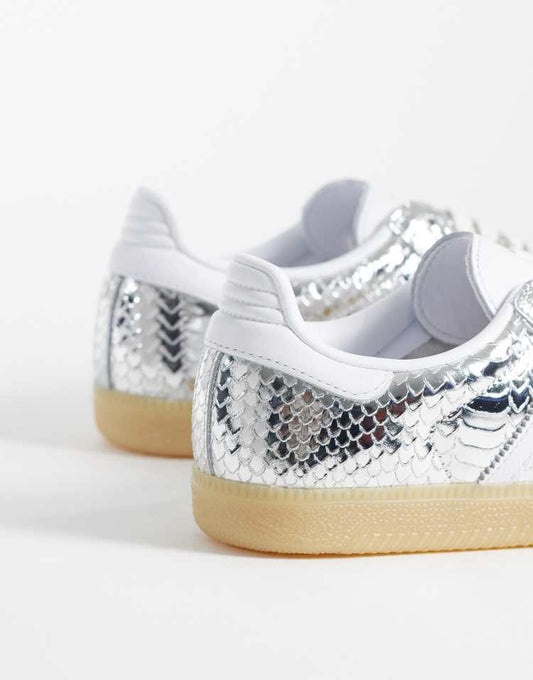 adidas Originals Samba OG trainers in metallic silver croc print