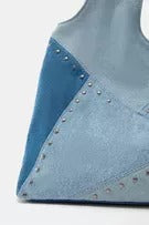 Denim patchwork shopper bag