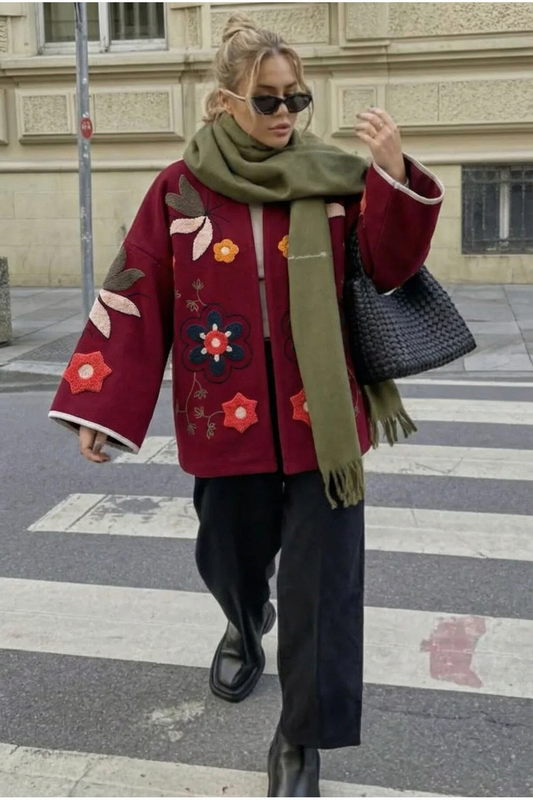 Black Embroidered Vintage Cashmere Jacket
