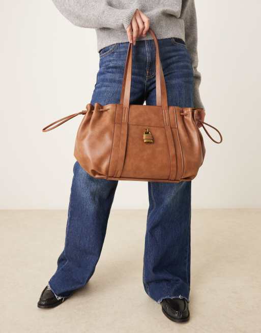 Accessorize padlock shoulder bag in tan