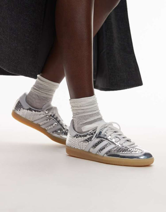 adidas Originals Samba OG trainers in metallic silver croc print