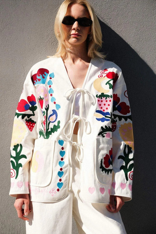 Embroidered gabardine