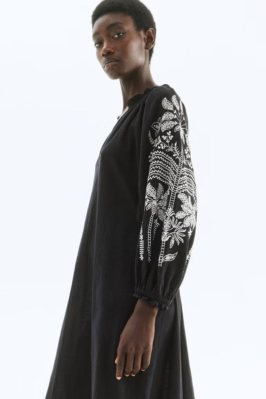 Embroidered cotton dress