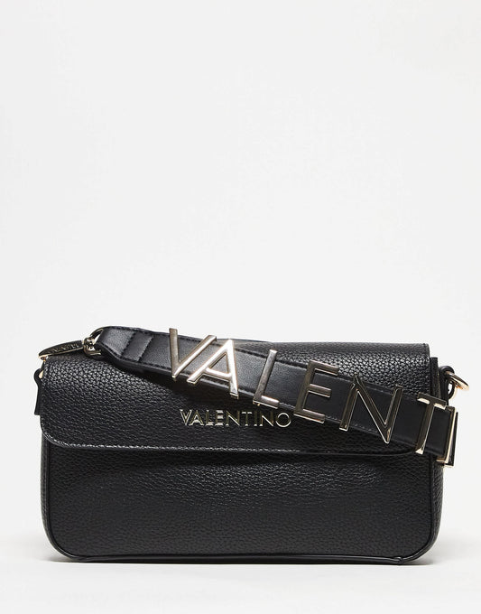 Valentino Alexia flap shoulder bag with crossbody strap in black - BLACK