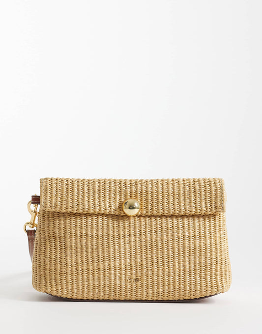 Mango raffia look slouchy clutch bag in tan