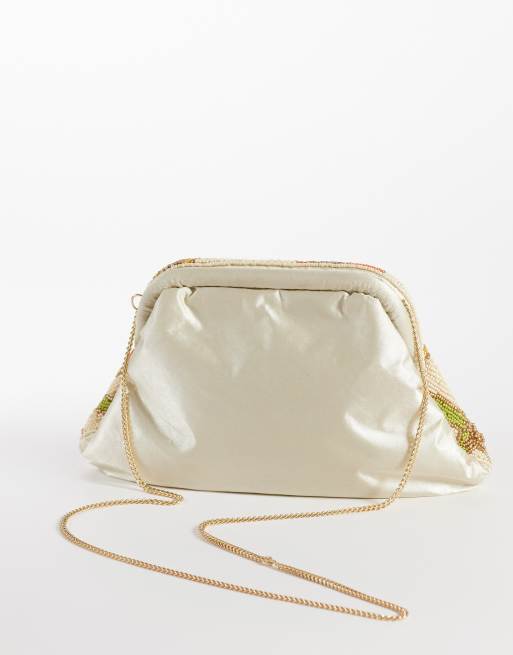 True Decadence embellished starfish pillow clutch in cream
