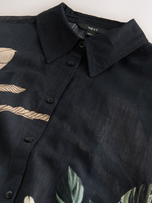 Black/Green Palm cotton Shirt