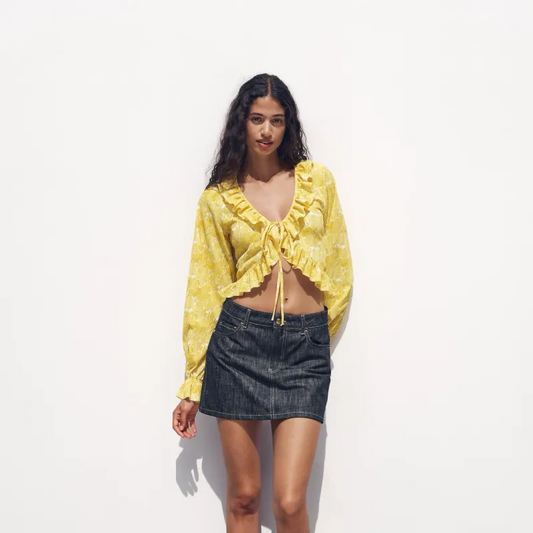 ZARA V-neck ruffle top