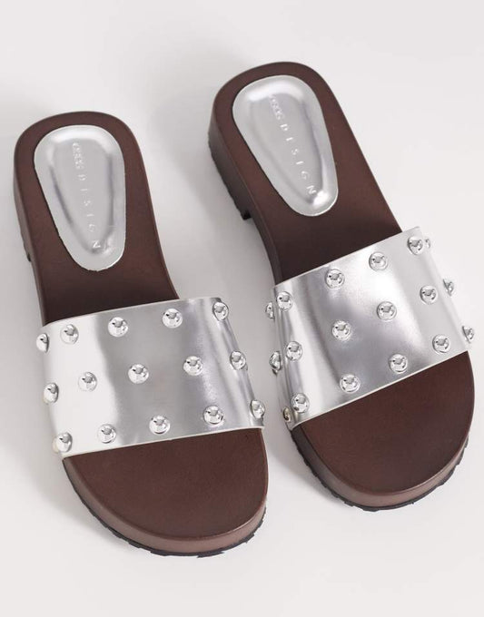 Fallen slider clog sandal in chocolate