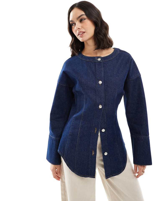 Denim cinch shirt in indigo