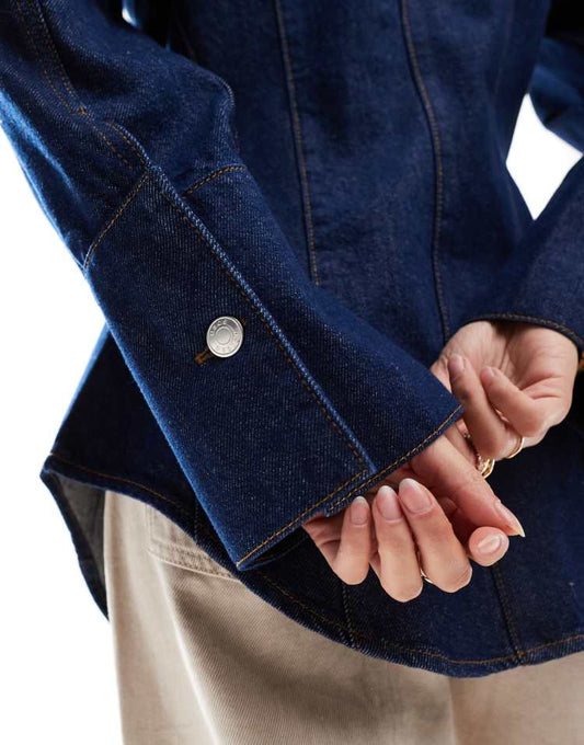 Denim cinch shirt in indigo