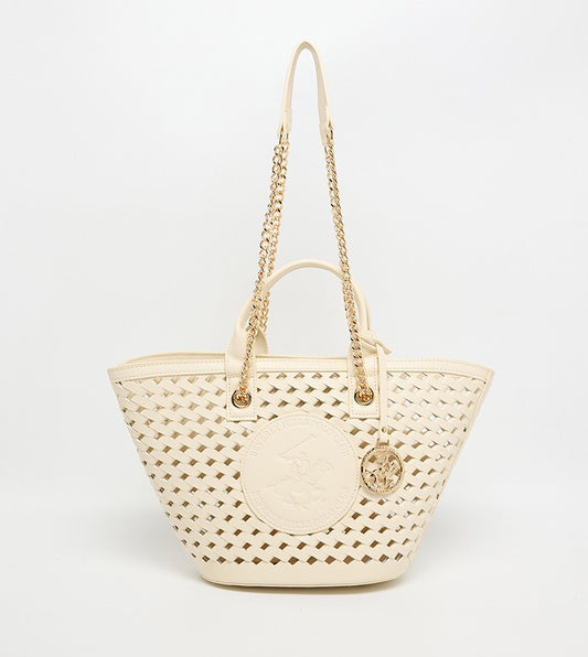 Logo Detail Braided Bucket Bag