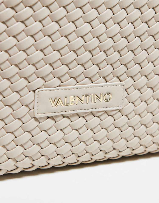 Valentino shantel woven large slouch shoulder bag in cream
