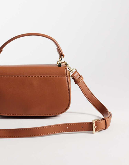 Valentino Iride top handle bag with detachable crossbody strap and gold hardware in brown - BROWN