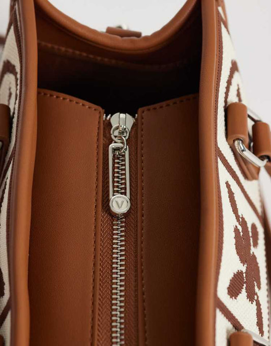 Valentino Tyle top handle tote bag with charm in tan monogram print - MULTI