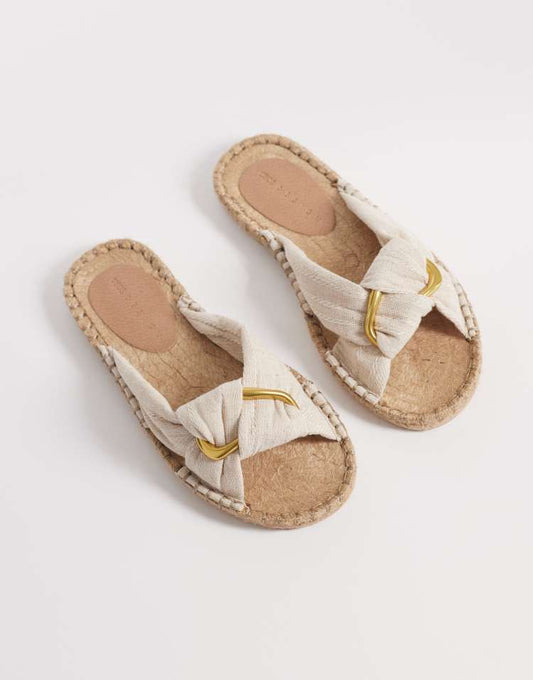 ASOS DESIGN Wide Fit Jade knotted espadrille mules in natural