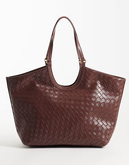 Scoop weave tote bag in chocolate