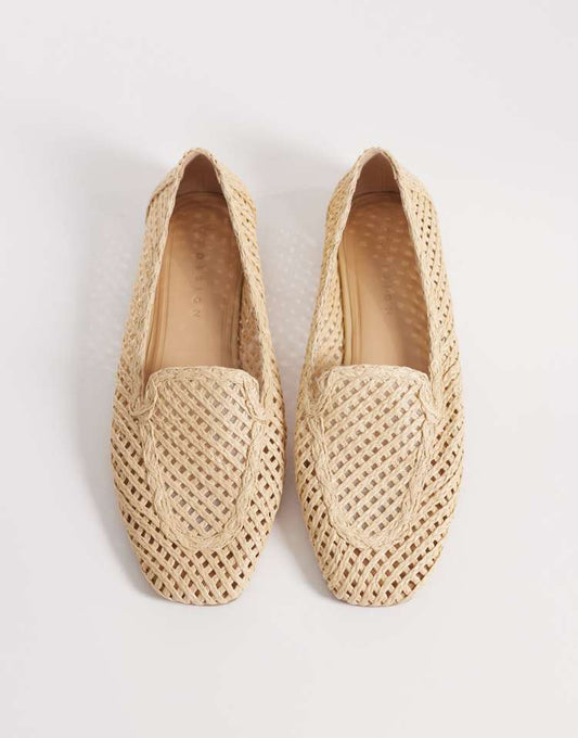 Maestro raffia detail loafers in natural