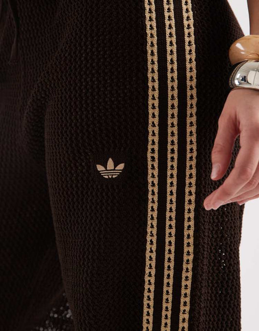 adidas Originals crochet track pants in brown
