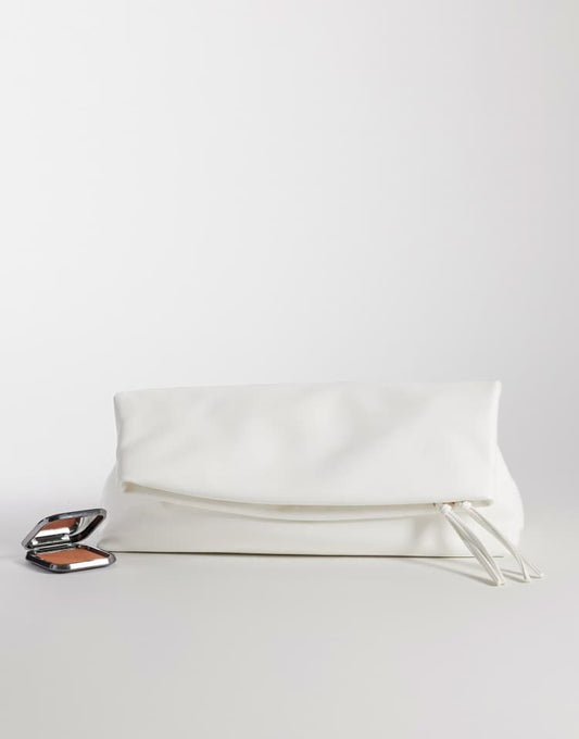 Elongated clutch bag in white