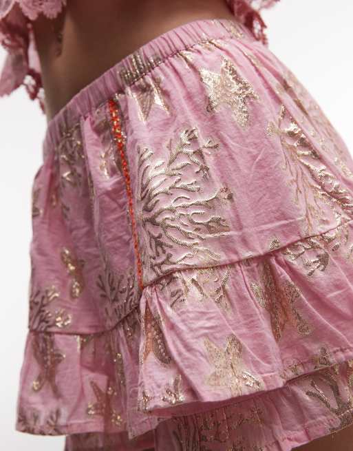 River Island sealife print mini skirt in coral