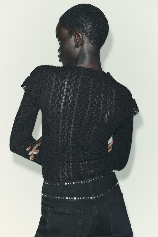 ZARA LACE TOP WITH RUFFLES