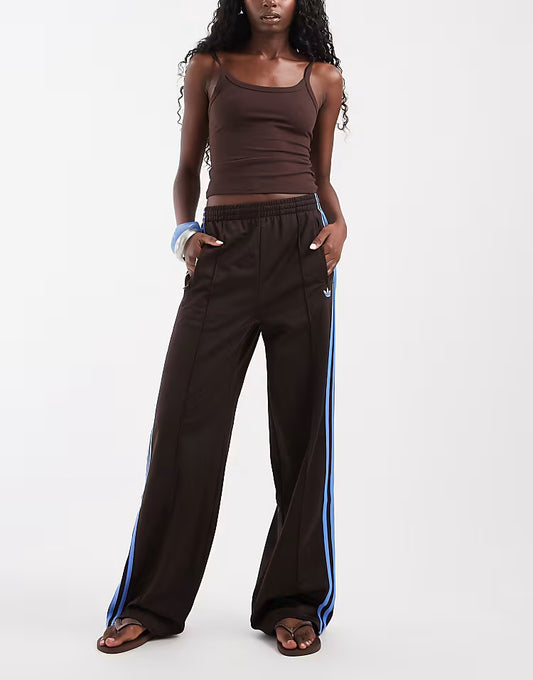 adidas Originals Firebird loose track pants in brown and blue