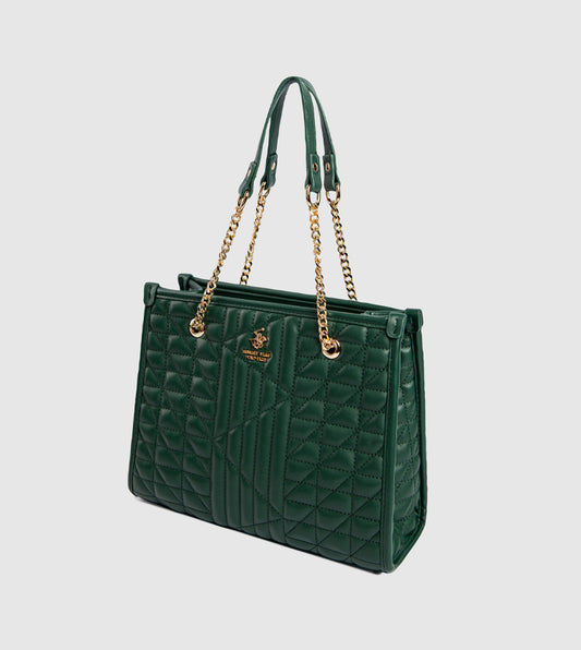 Logo Detail Quilted Tote Bag