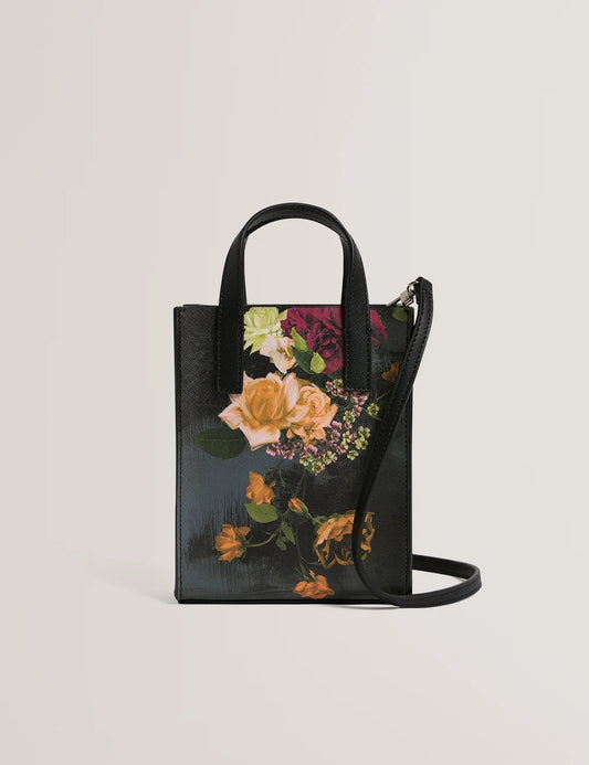 Vecon Floral Printed Mini Icon Bag Black