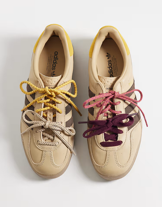 adidas Originals Gazelle trainers in beige with double laces