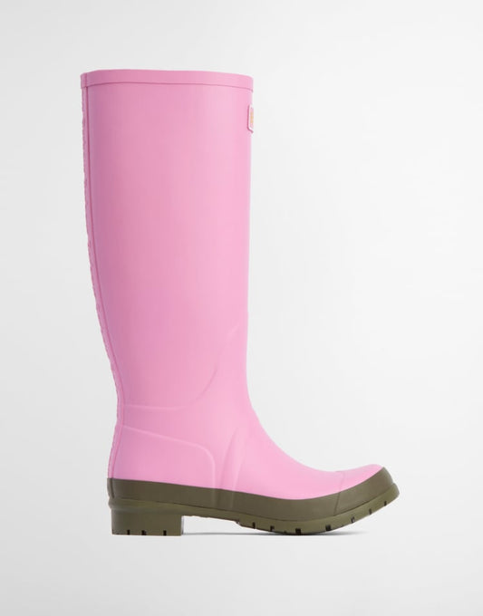 Barbour Abbey tall wellington boots in pink