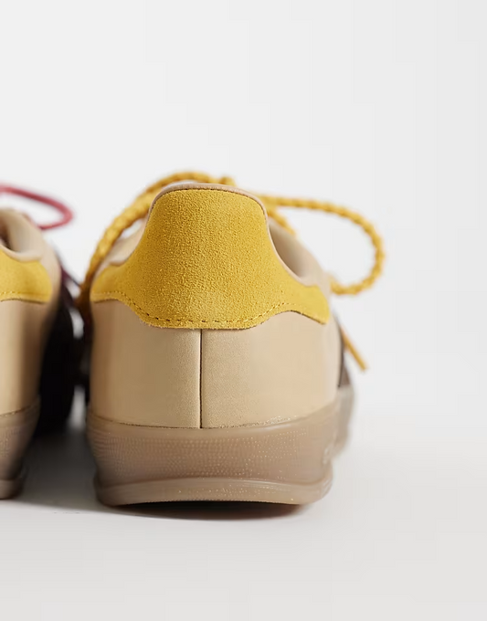 adidas Originals Gazelle trainers in beige with double laces