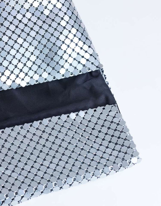 Topshop Prince Chainmail oversized clutch bag in silver