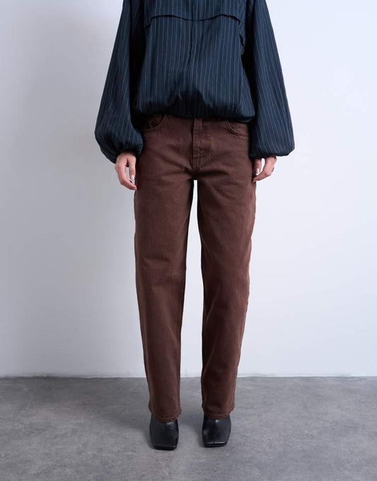 Topshop Lowrie low rise baggy jeans in chocolate