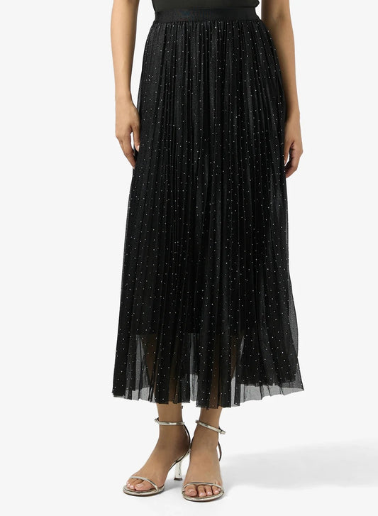 Shimmer Pleated Midi Skirt