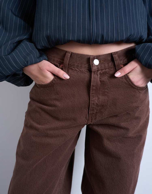 Topshop Lowrie low rise baggy jeans in chocolate